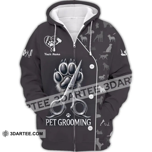 Unisex Shirt Custom Name Pet Grooming For Groomers Zipper Hoodie / S T-Shirt