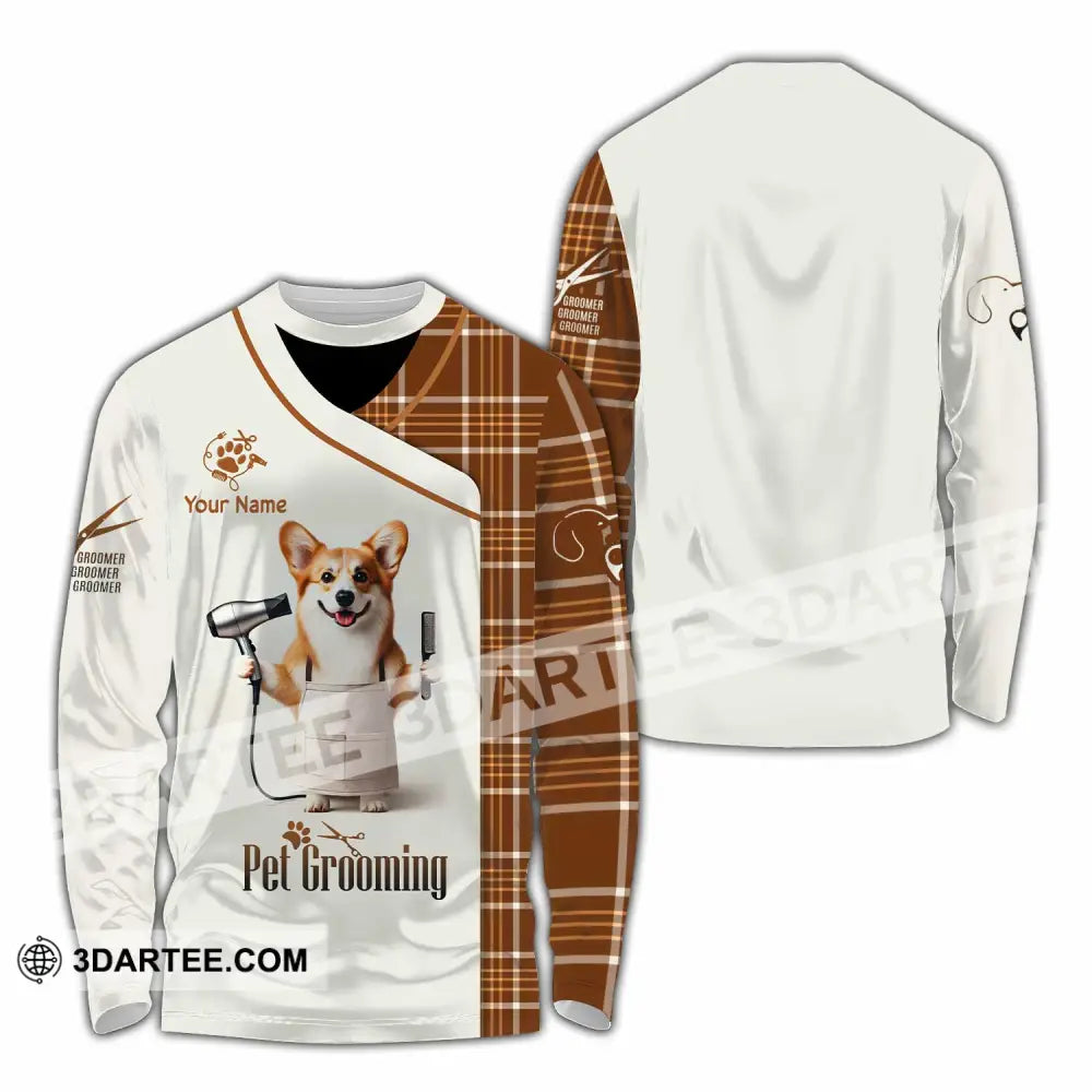 Unisex Shirt Custom Name Pet Grooming Shop T-Shirt Long Sleeve / S T-Shirt