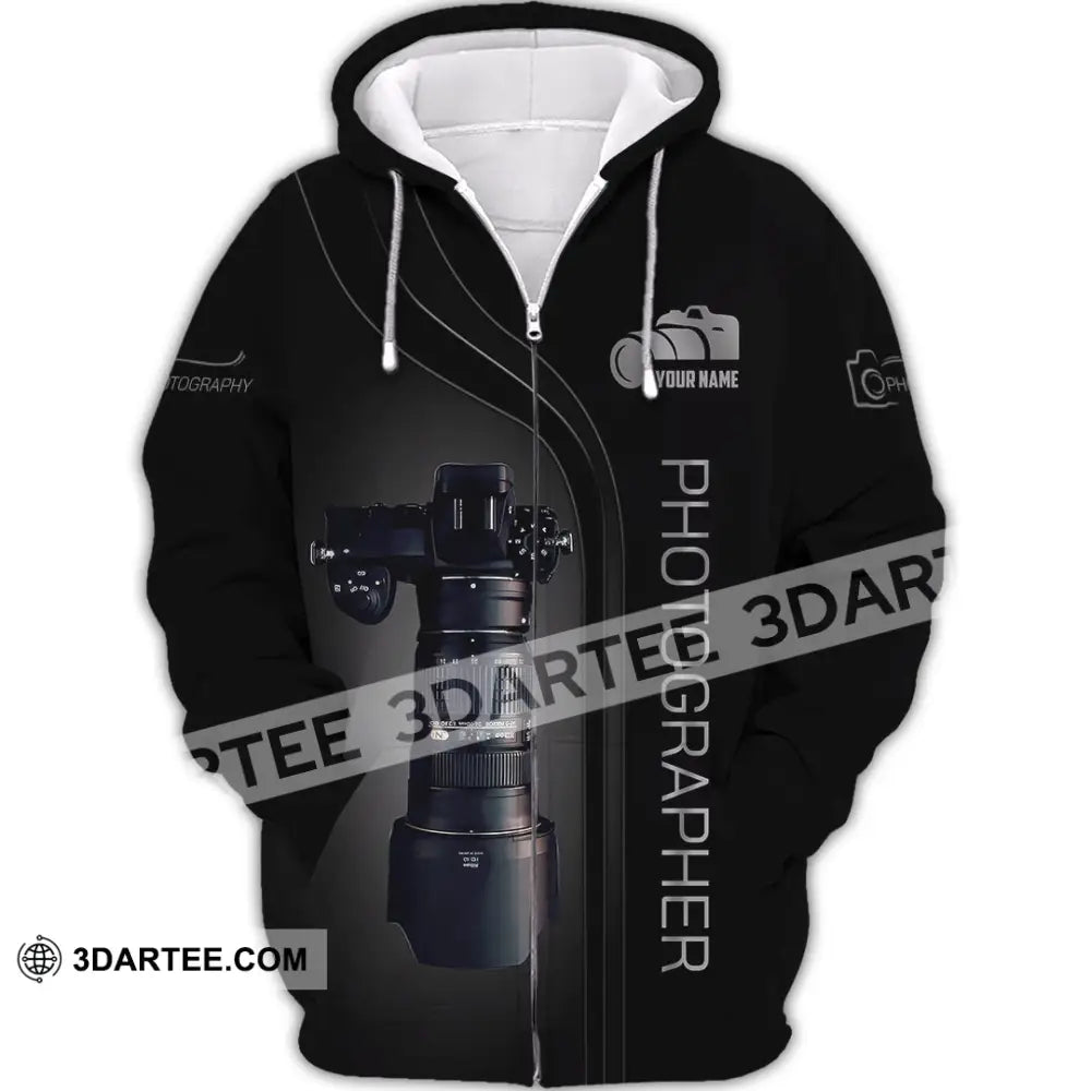 Unisex Shirt Custom Name Photographer Long Sleeve Gift Zipper Hoodie / S T-Shirt