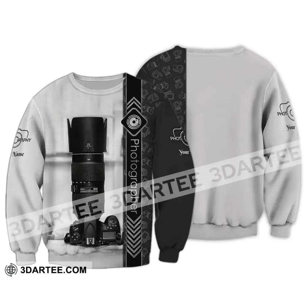 Unisex Shirt Custom Name Photographer Photography T-Shirt Photographers Apparel Long Sleeve / S