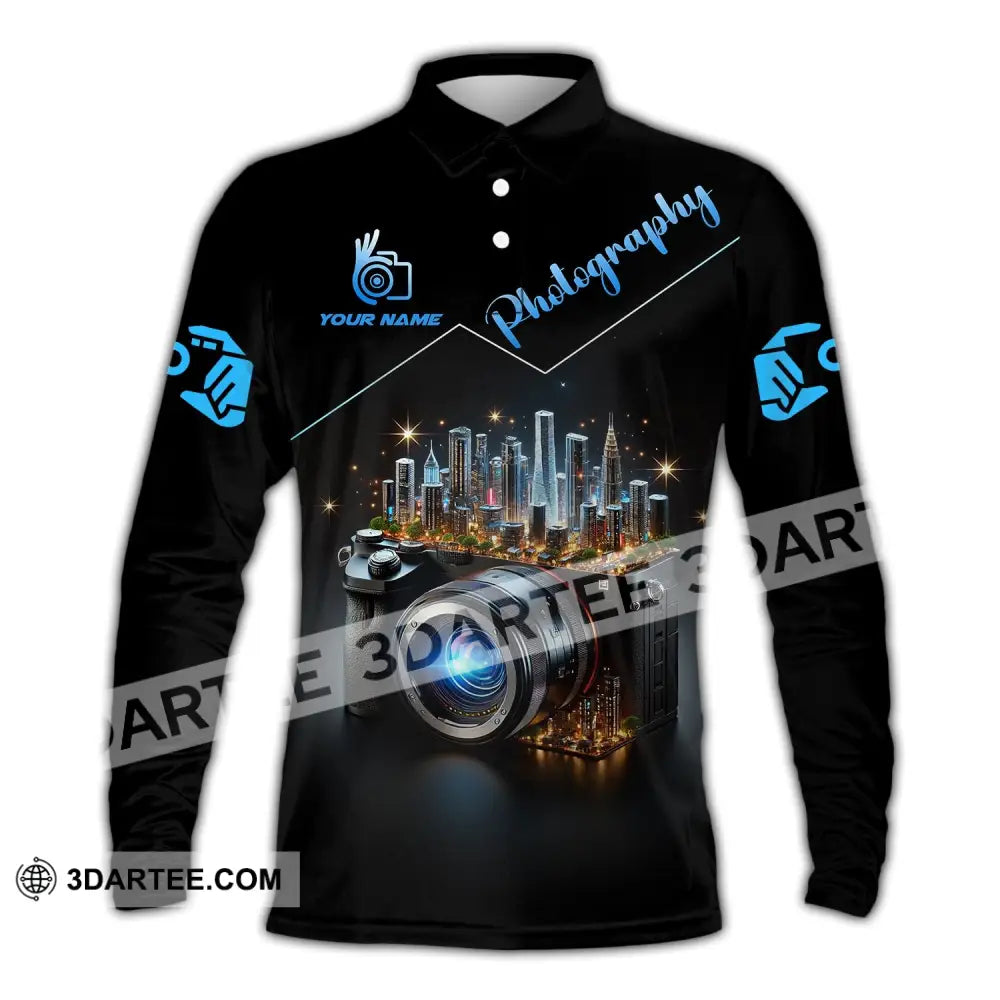 Unisex Shirt Custom Name Photographer Polo Long Sleeve / S T-Shirt