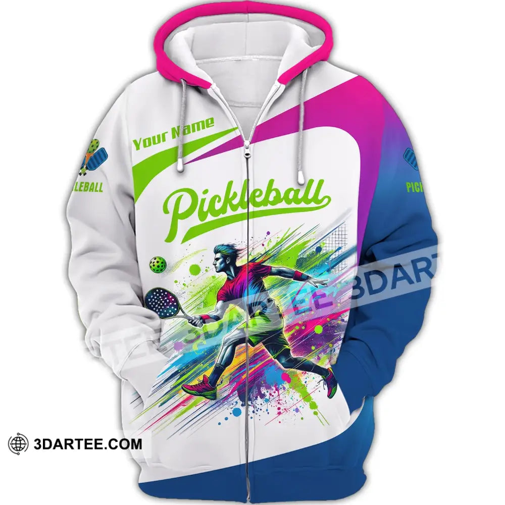 Unisex Shirt Custom Name Pickleball Lover Hoodie Polo Long Sleeve Gift For Players Zipper / S