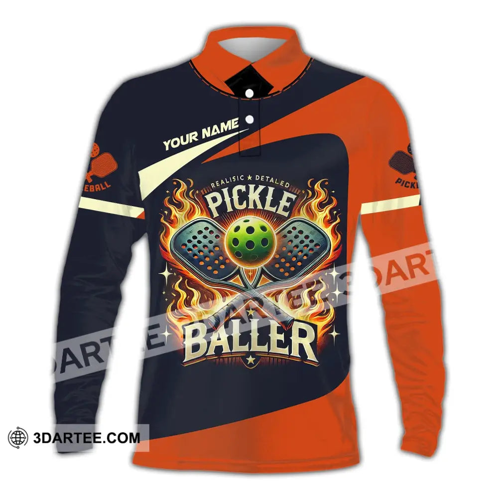 Unisex Shirt Custom Name Pickleball T-Shirt For Club Gift Players Long Sleeve Polo / S T-Shirt