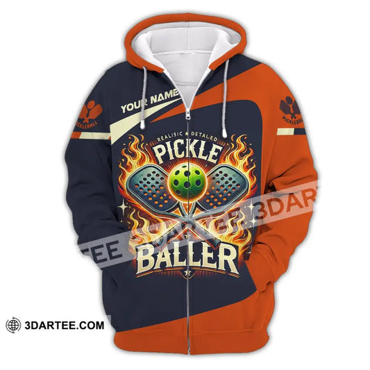 Unisex Shirt Custom Name Pickleball T-Shirt For Club Gift Players Zipper Hoodie / S T-Shirt