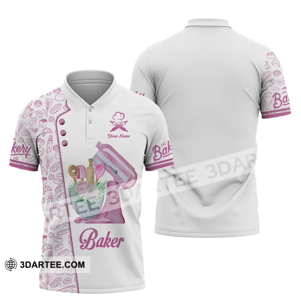 Unisex Shirt - Custom Name Pink Baker Shirt - Polo Shirt / S - T-shirt