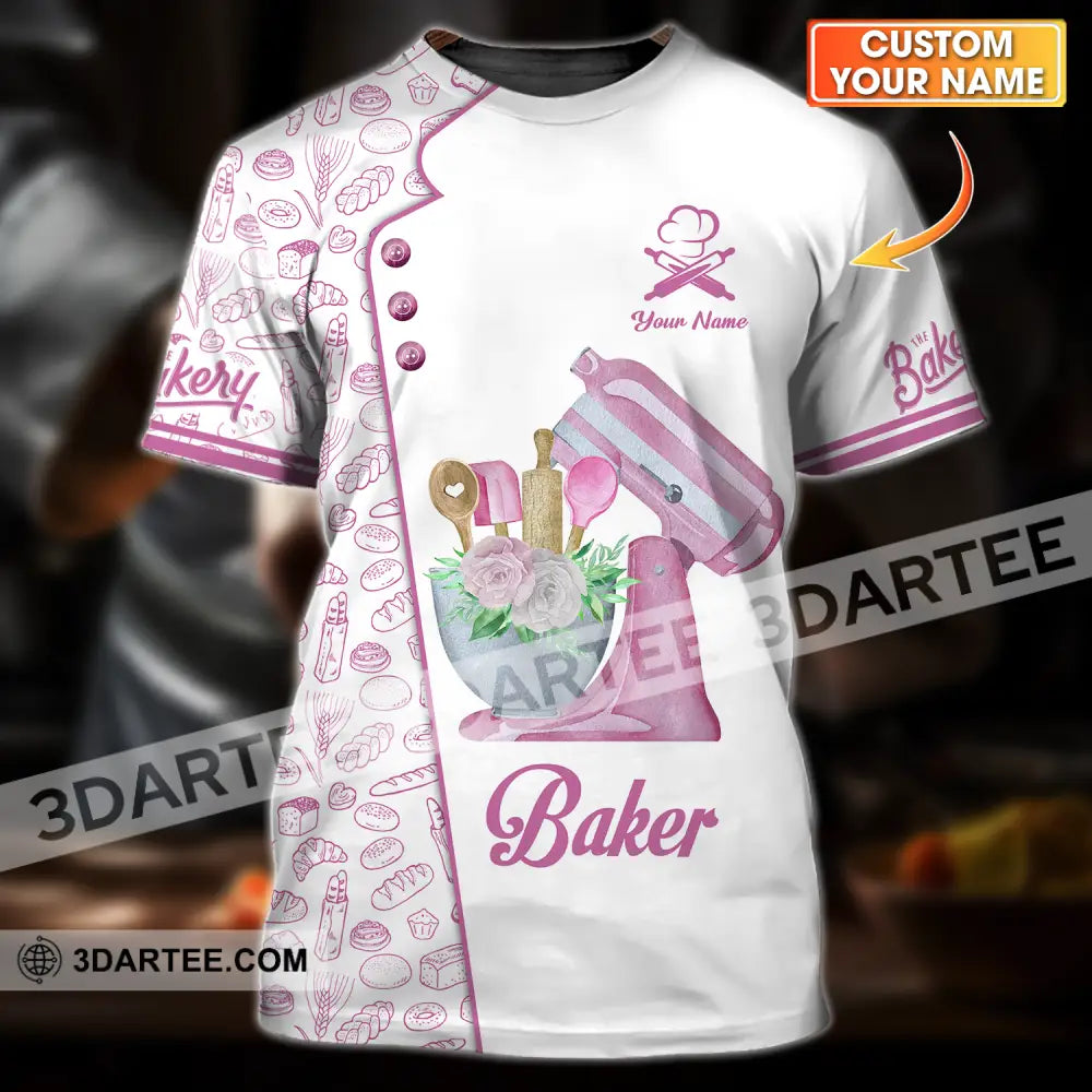 Unisex Shirt - Custom Name Pink Baker Shirt - T-shirt