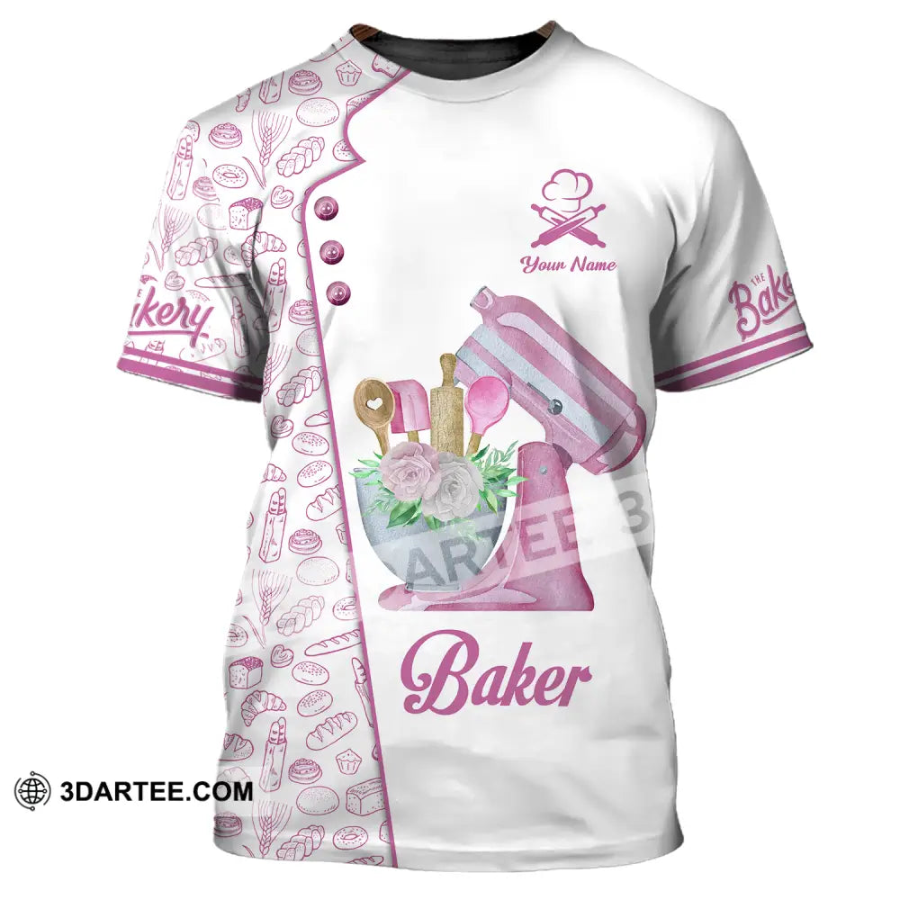 Unisex Shirt - Custom Name Pink Baker Shirt - T-Shirt / S - T-shirt
