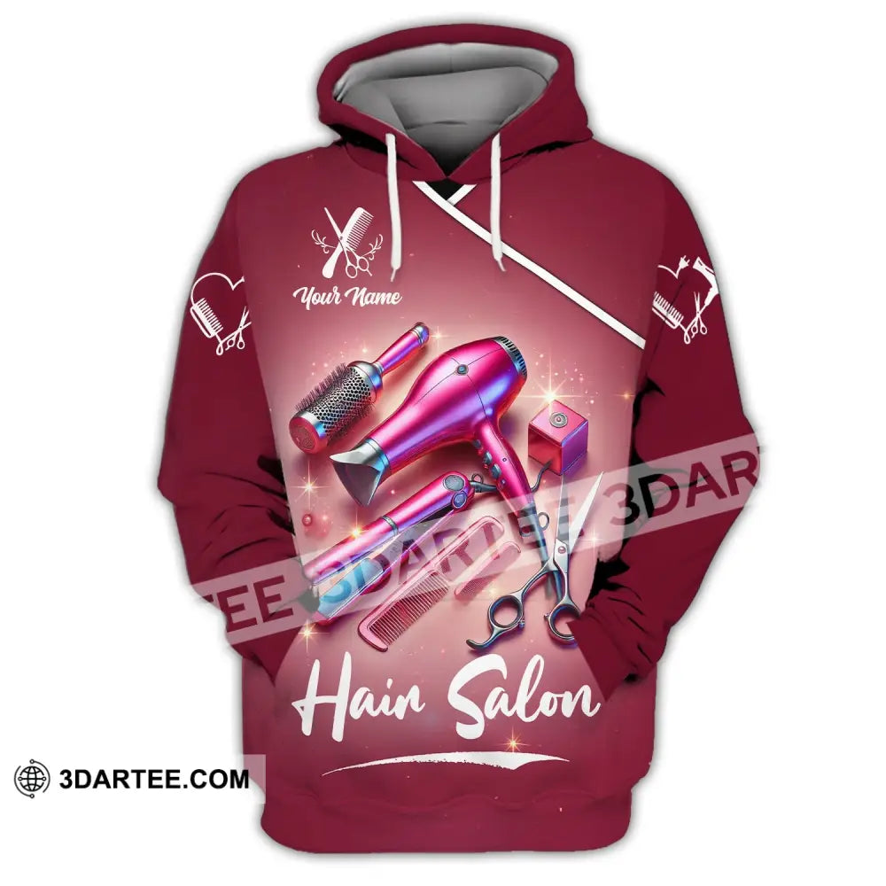 Unisex Shirt - Custom Name Pink Hair Salon Hoodie / S T-Shirt