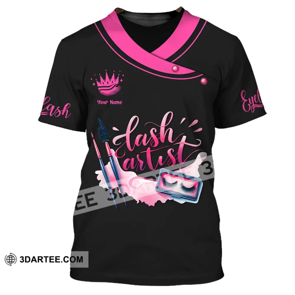 Unisex Shirt - Custom Name Pink Lash Artist T-Shirt / S T-Shirt