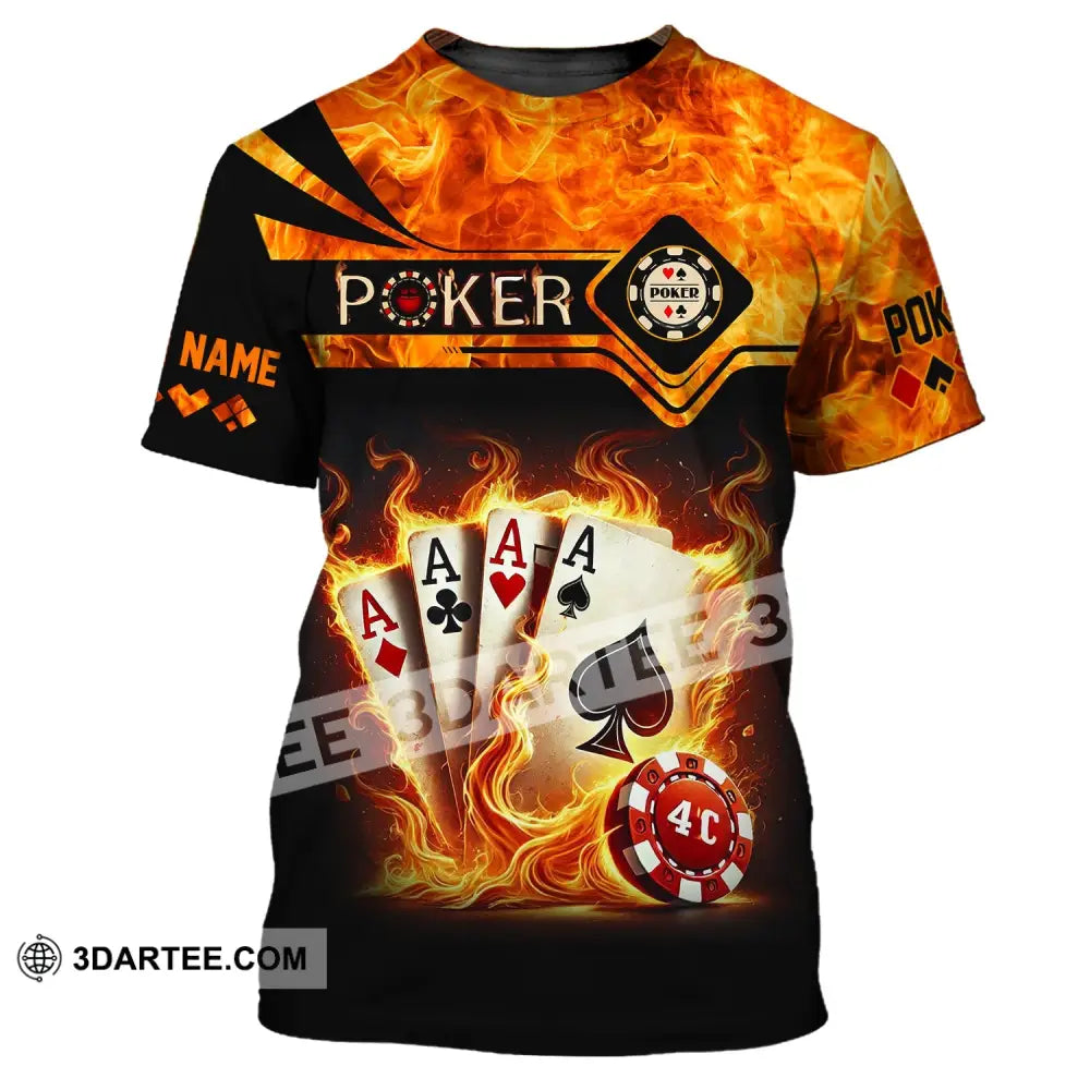 Unisex Shirt Custom Name Poker Casino Hoodie Polo Long Sleeve T-Shirt / S