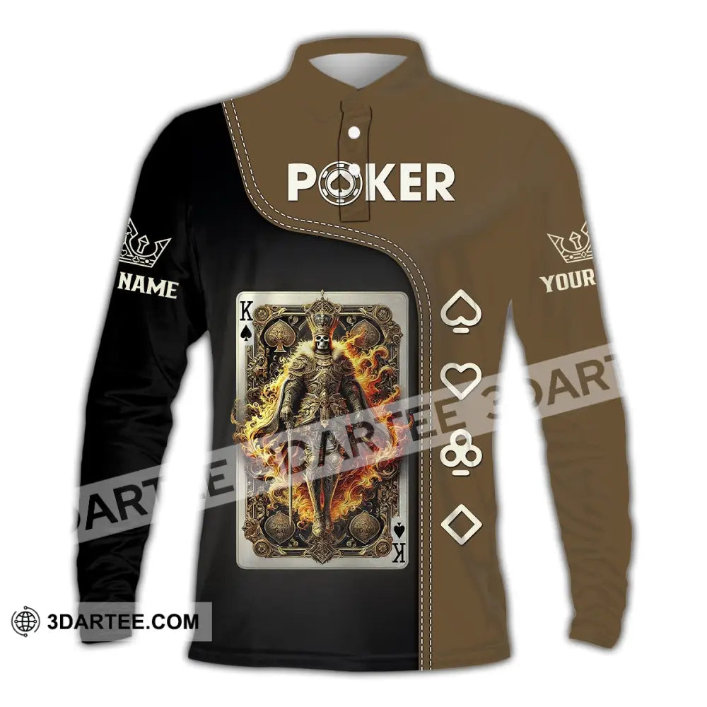 Unisex Shirt Custom Name Poker Gift For Lover Long Sleeve Polo / S T-Shirt