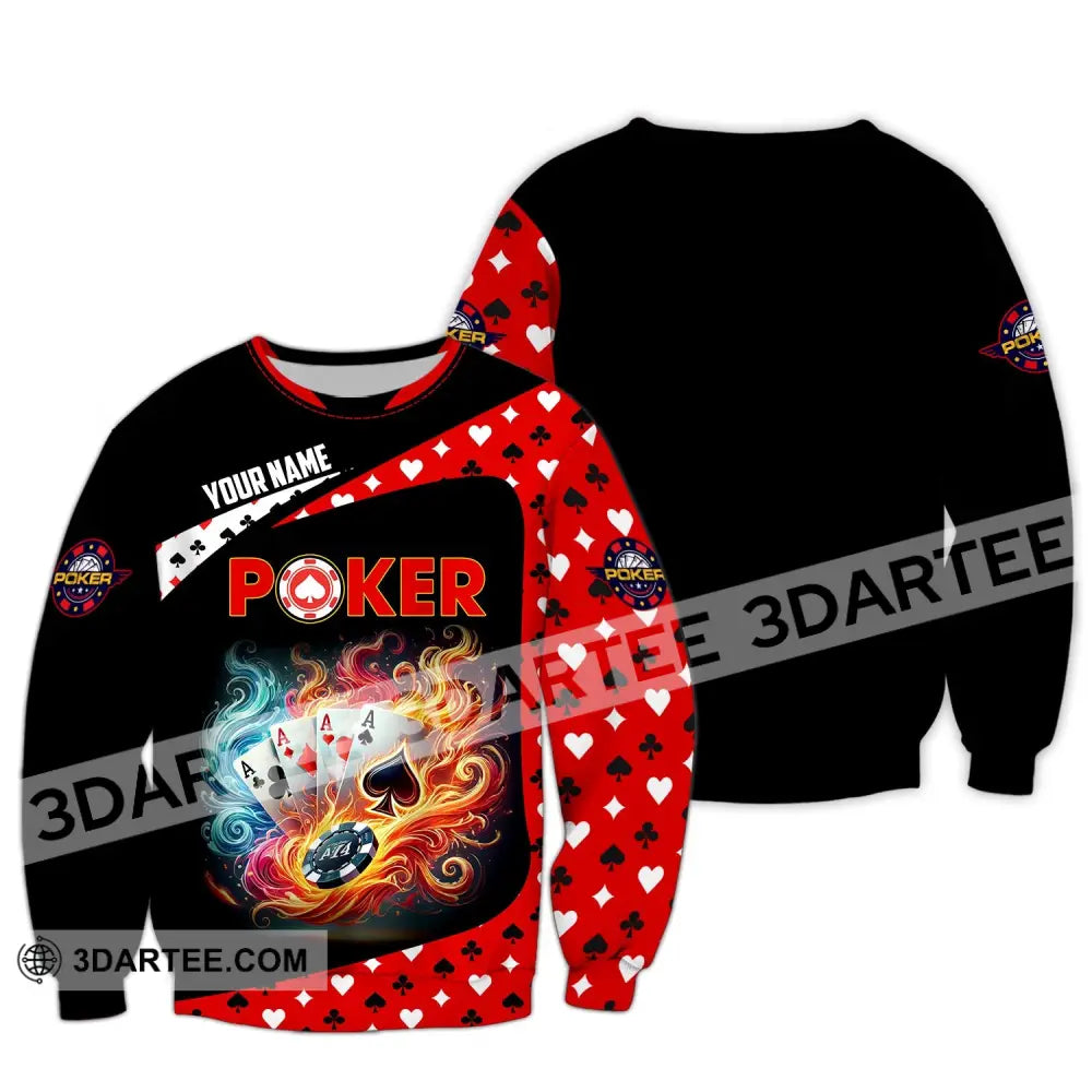 Unisex Shirt - Custom Name Poker Heart Long Sleeve / S T-Shirt