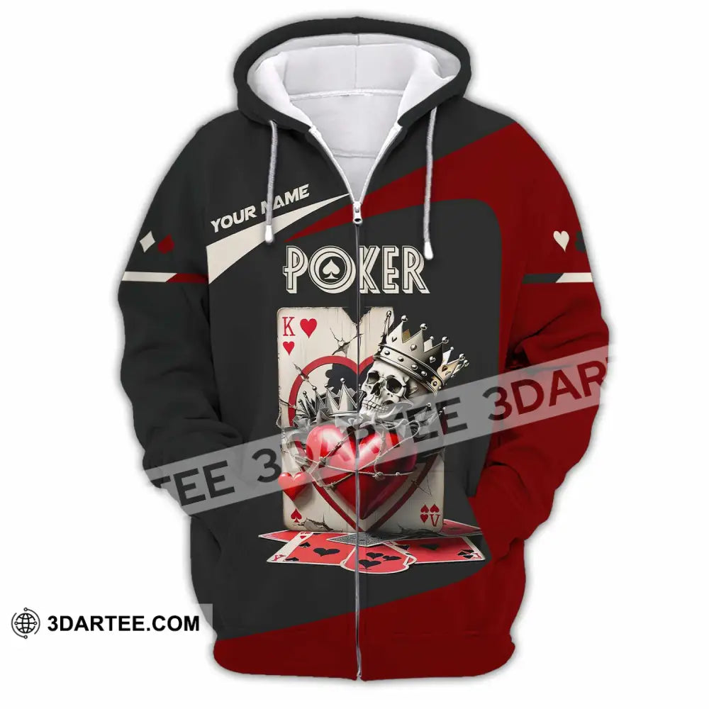 Unisex Shirt Custom Name Poker Hoodie Polo Long Sleeve Zipper / S T-Shirt