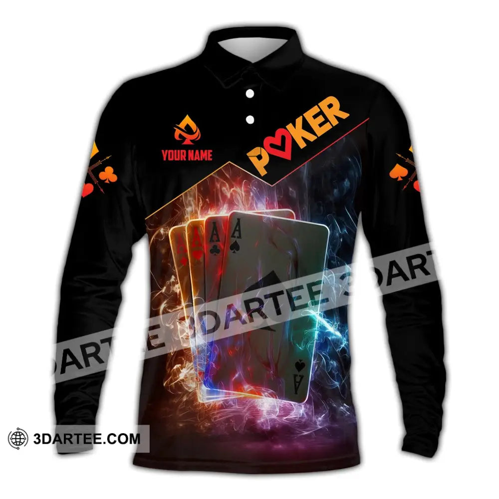 Unisex Shirt Custom Name Poker King T-Shirt Hoodie Long Sleeve Casino Polo / S T-Shirt