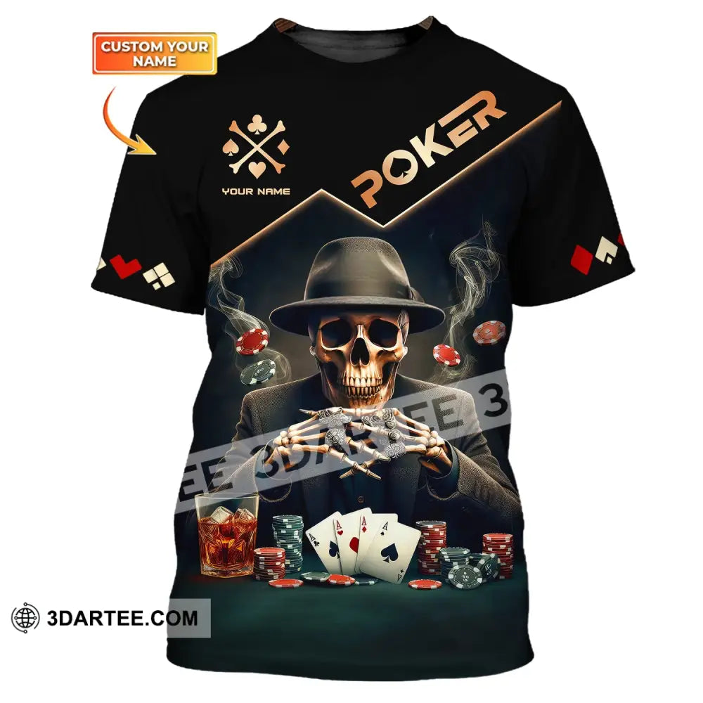 Unisex Shirt Custom Name Poker Polo Long Sleeve Casino T-Shirt