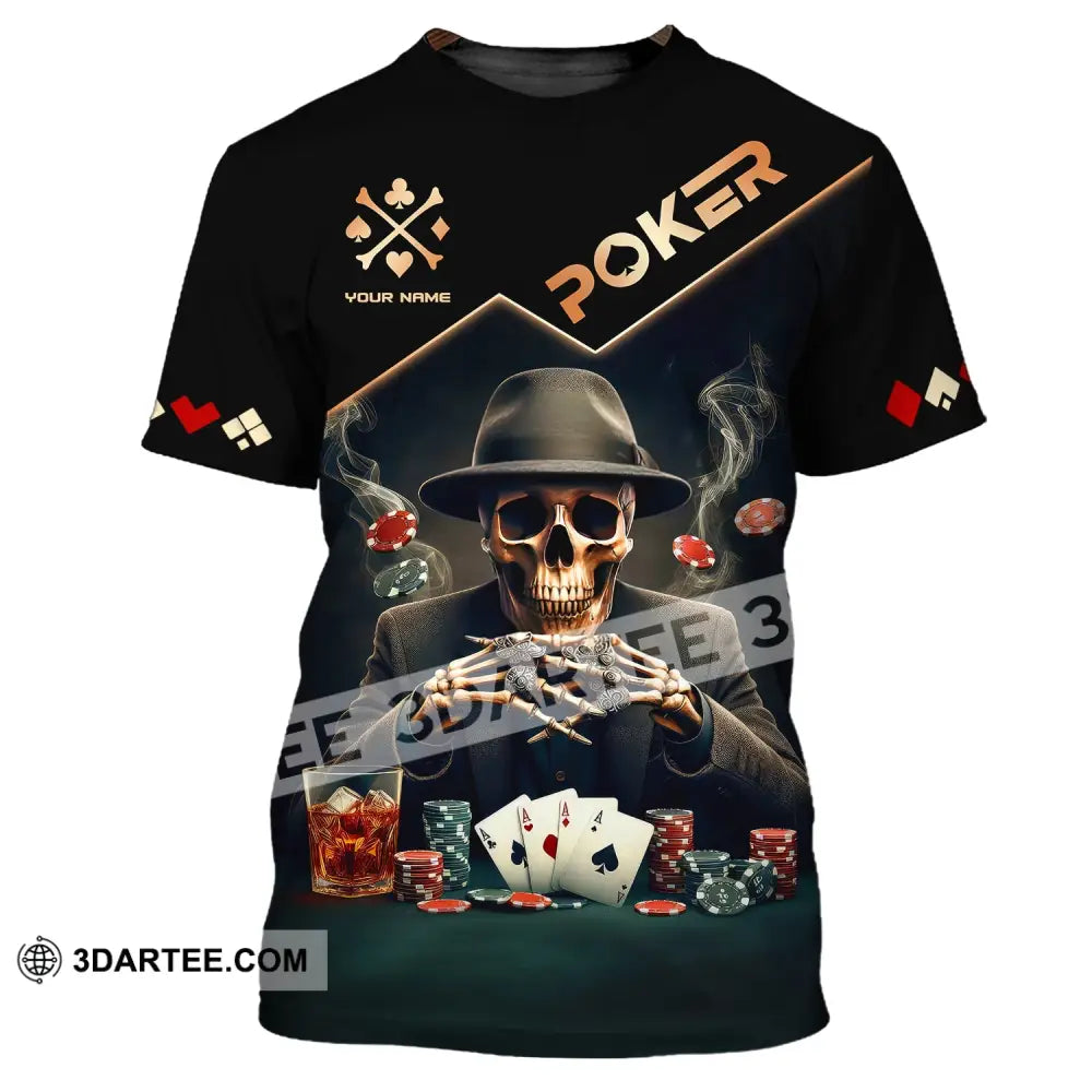 Unisex Shirt Custom Name Poker Polo Long Sleeve Casino T-Shirt / S