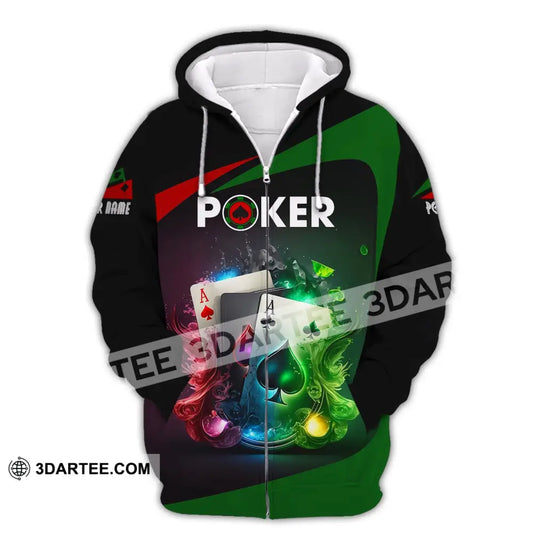 Unisex Shirt Custom Name Poker T-Shirt Casino Gift Zipper Hoodie / S