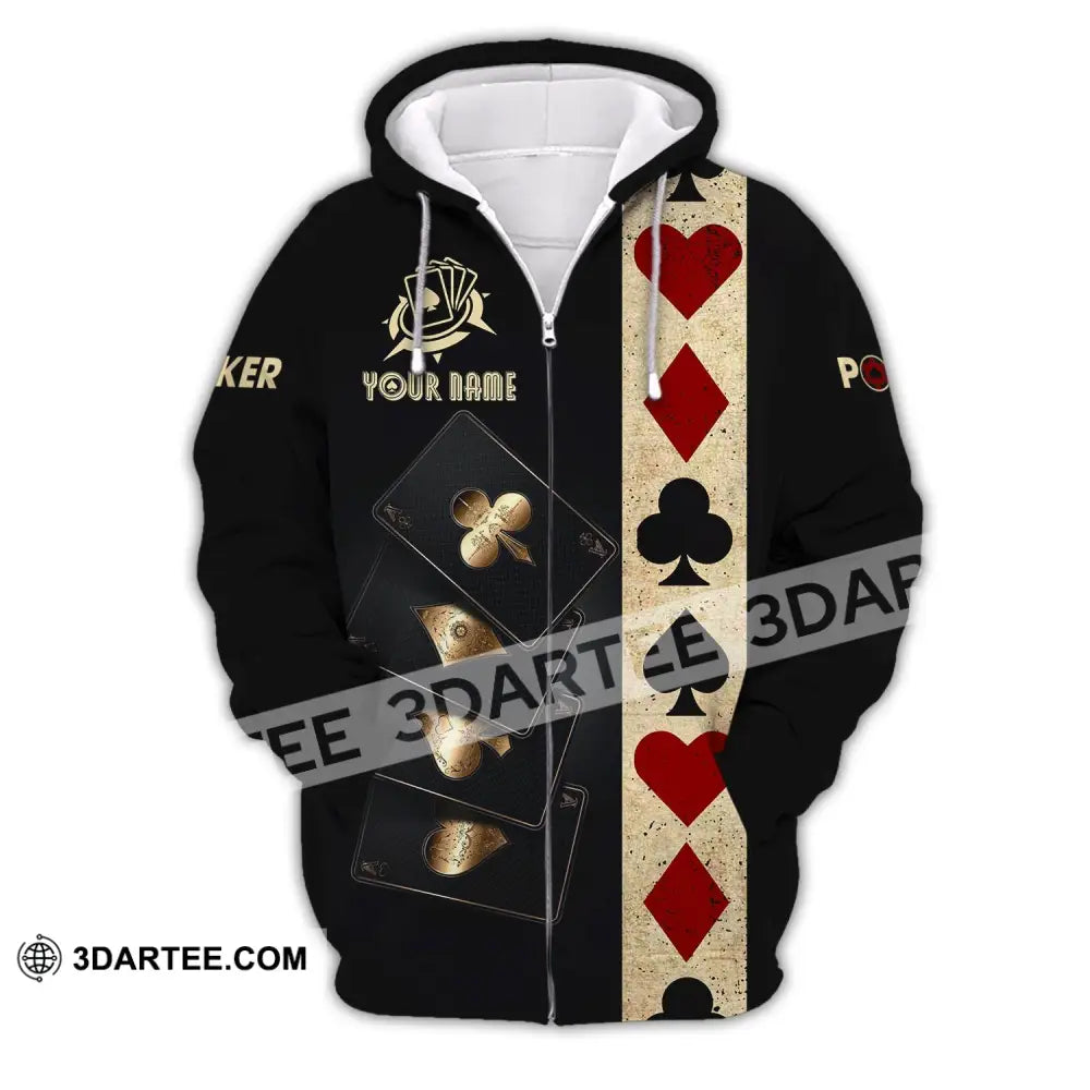 Unisex Shirt Custom Name Poker T-Shirt Casino Gift Zipper Hoodie / S