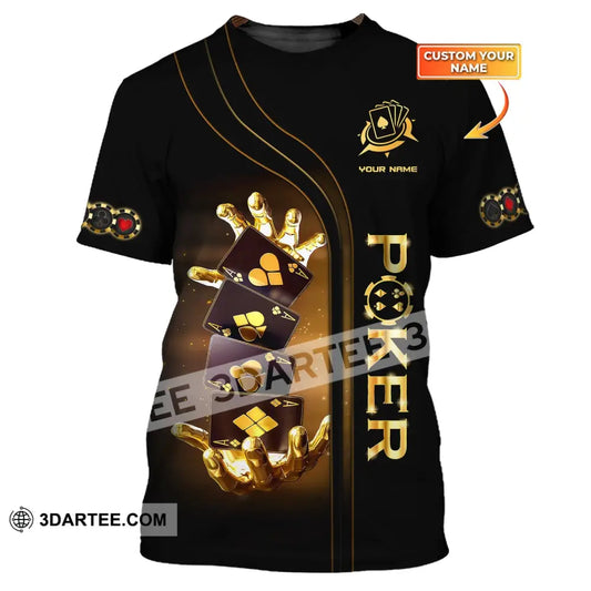 Unisex Shirt Custom Name Poker T-Shirt Gold Gift