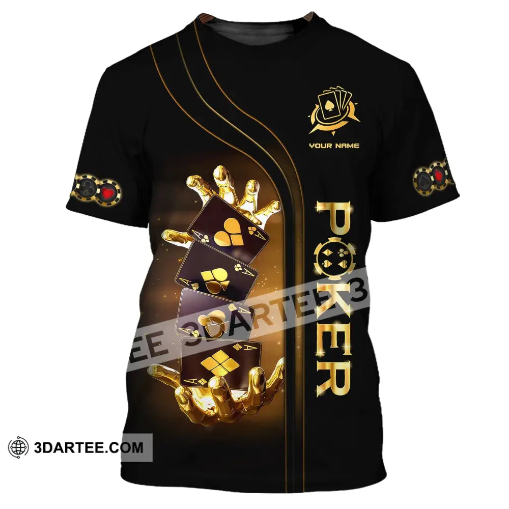 Unisex Shirt Custom Name Poker T-Shirt Gold Gift / S