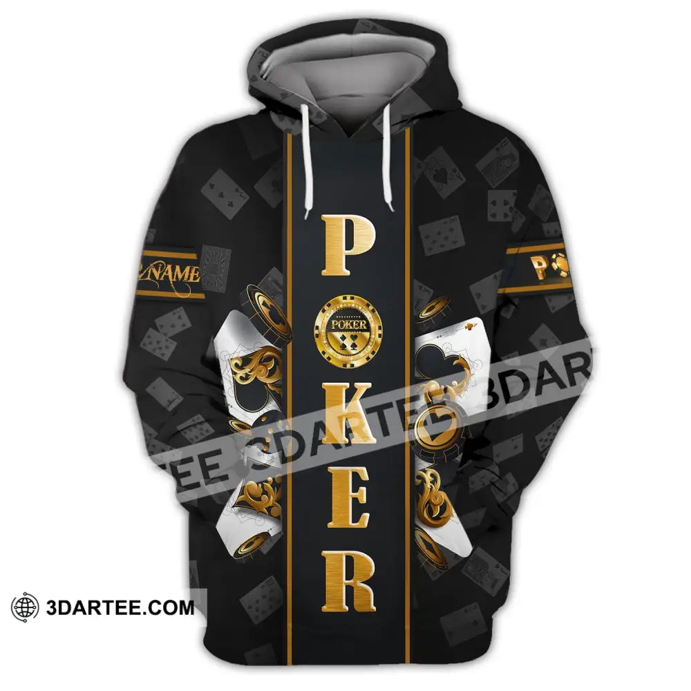 Unisex Shirt Custom Name Poker T-Shirt Golden Casino Gift Hoodie / S