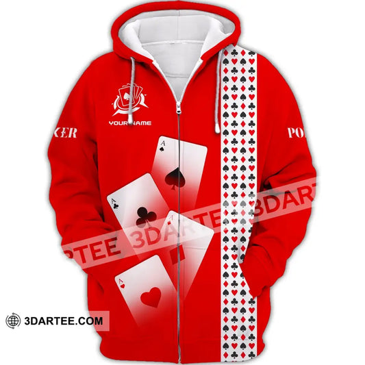 Unisex Shirt Custom Name Poker T-Shirt Hoodie Casino Zipper / S