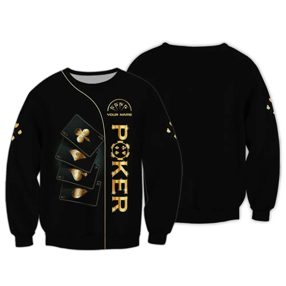 Unisex Shirt Custom Name Poker T-Shirt Hoodie Gift Long Sleeve / S