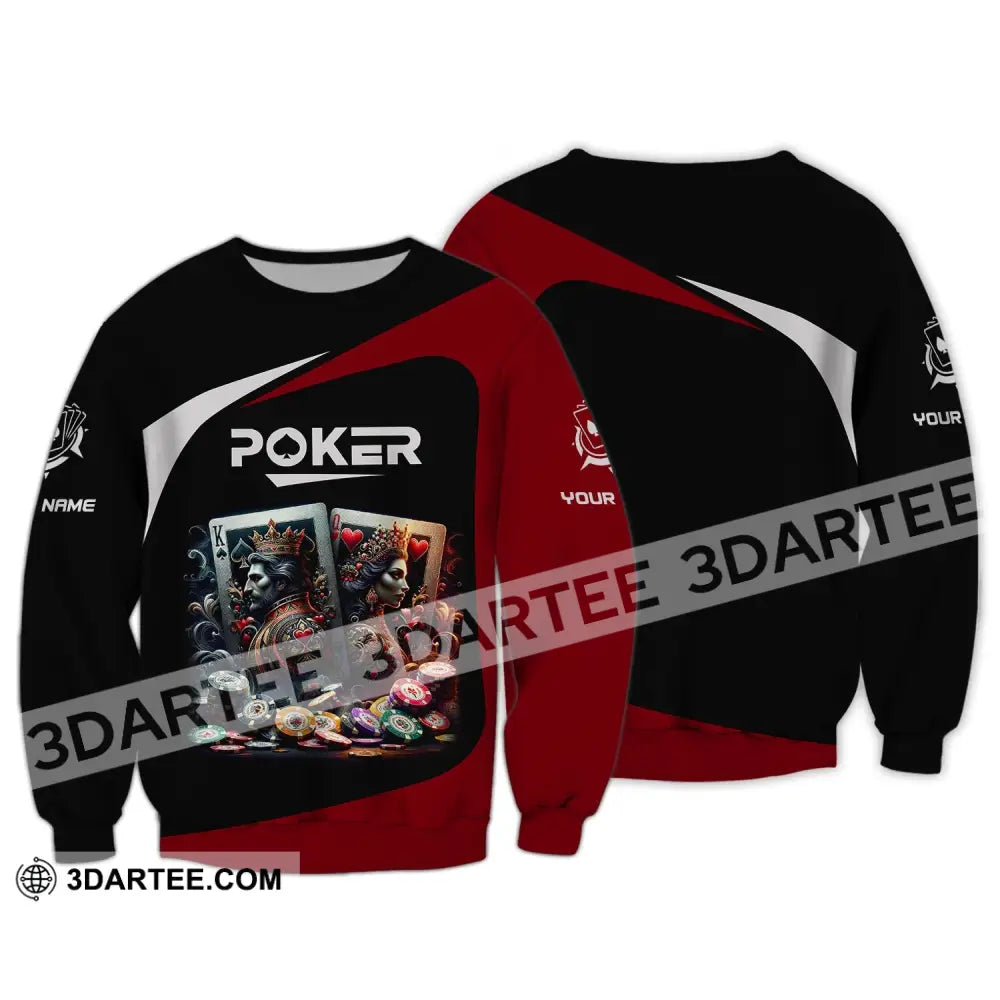 Unisex Shirt Custom Name Poker T-Shirt Hoodie Player Gift Long Sleeve / S