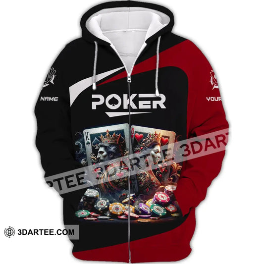 Unisex Shirt Custom Name Poker T-Shirt Hoodie Player Gift Zipper / S