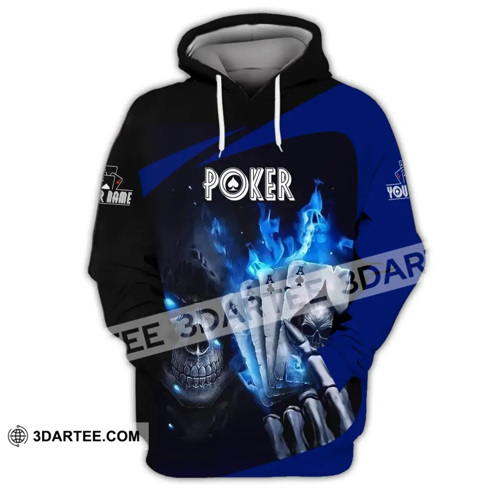 Unisex Shirt Custom Name Poker T-Shirt Skull Casino Gift Hoodie / S