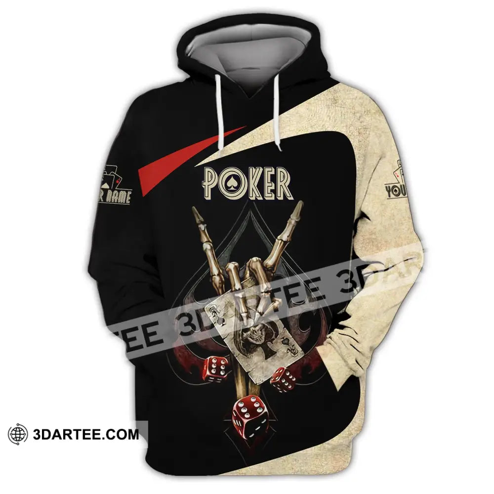 Unisex Shirt Custom Name Poker T-Shirt Skull Hand Casino Gift Hoodie / S