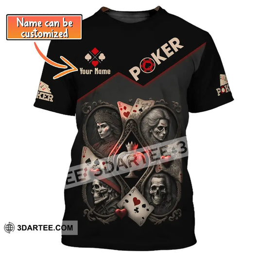 Unisex Shirt Custom Name Poker T-Shirt Skull King Queen Casino Gift