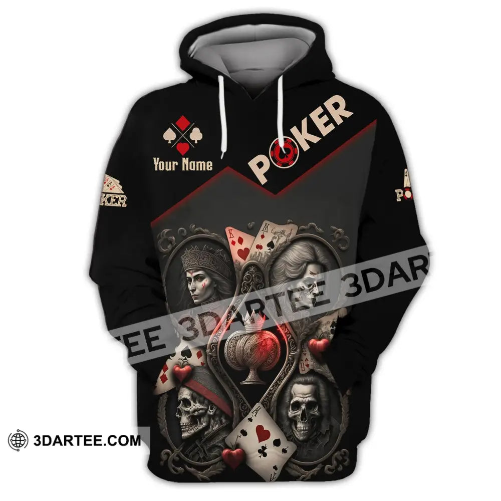 Unisex Shirt Custom Name Poker T-Shirt Skull King Queen Casino Gift Hoodie / S