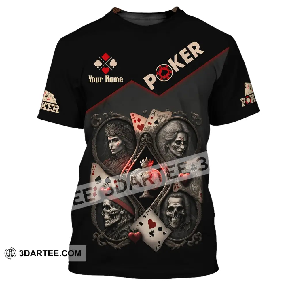 Unisex Shirt Custom Name Poker T-Shirt Skull King Queen Casino Gift / S