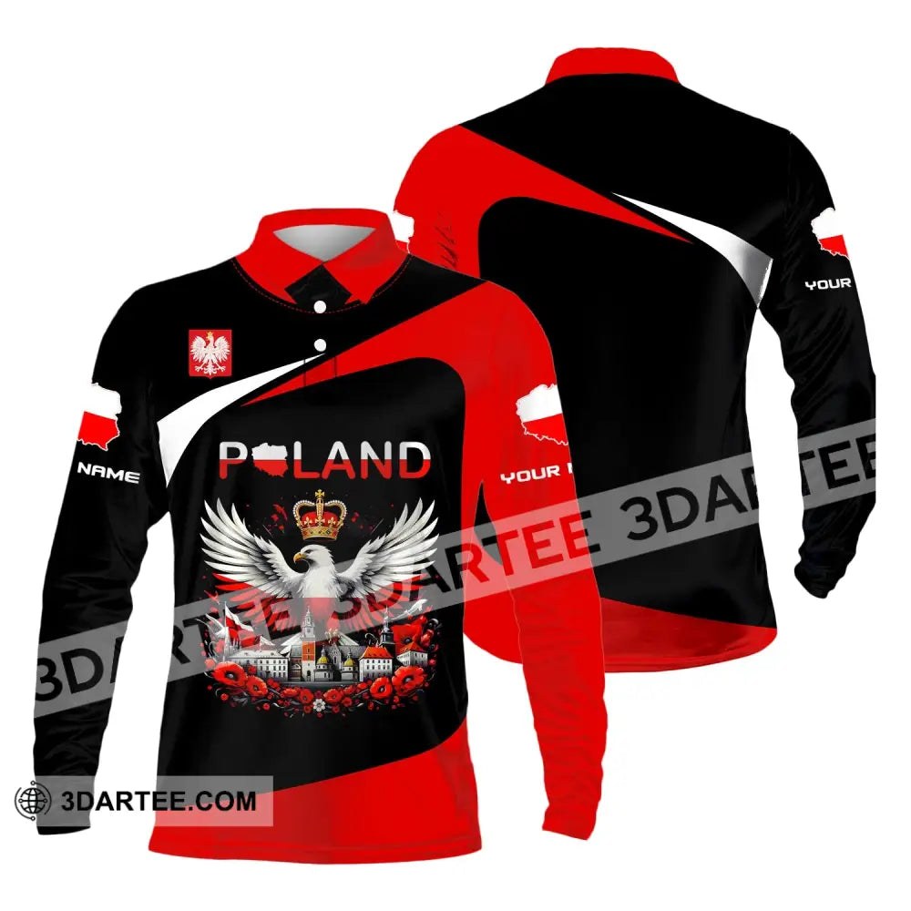 Unisex Shirt Custom Name Poland Long Sleeve Polo Lover Gift / S T-Shirt