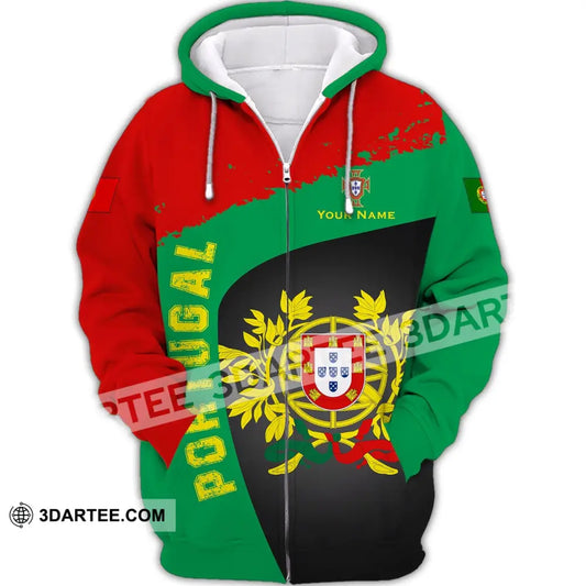 Unisex Shirt - Custom Name Portugal Zipper Hoodie / S T-Shirt