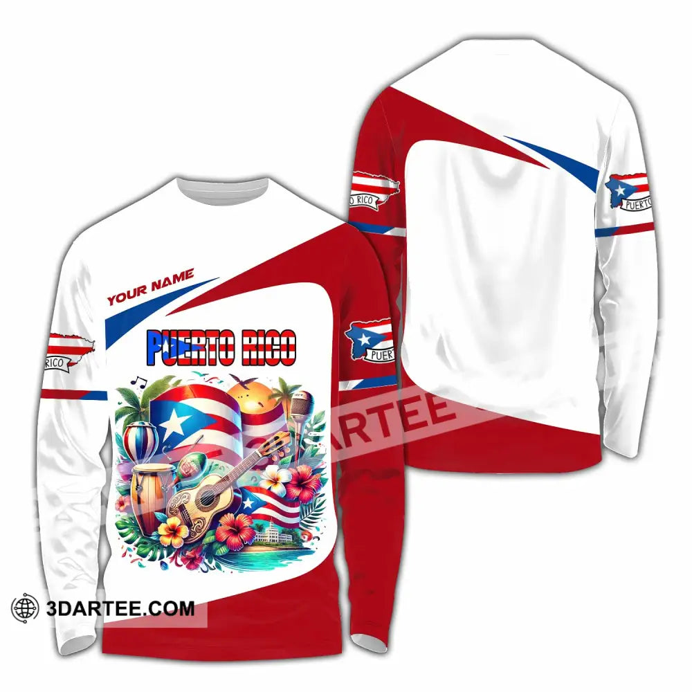 Unisex Shirt Custom Name Puerto Rico Gift For Lover Long Sleeve / S T-Shirt