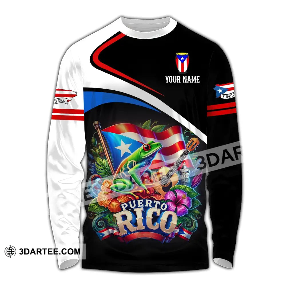 Unisex Shirt - Custom Name Puerto Rico Long Sleeve / S T-Shirt