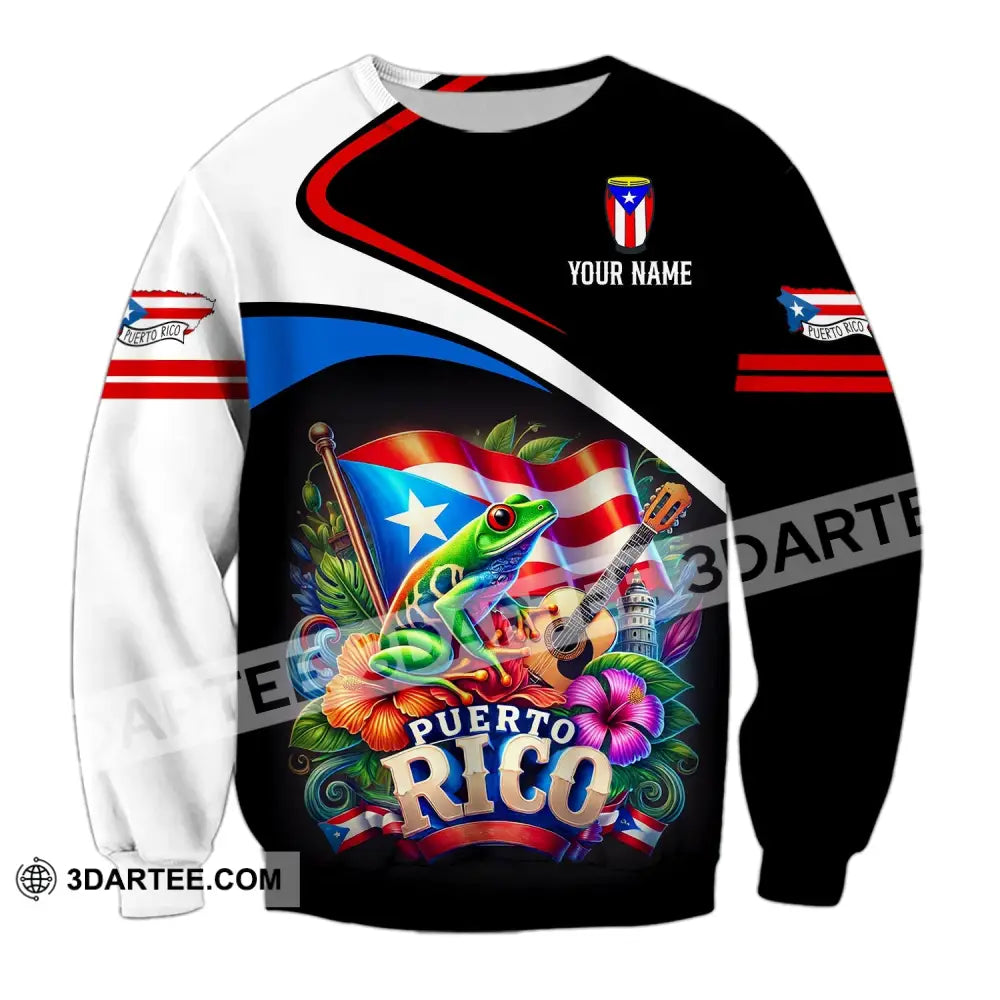 Unisex Shirt - Custom Name Puerto Rico Long Sleeve / S T-Shirt