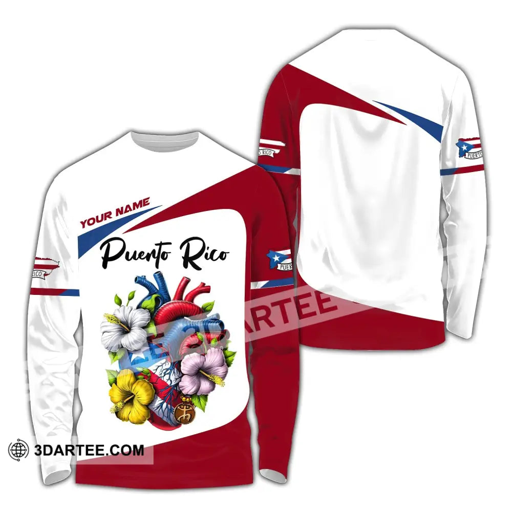 Unisex Shirt Custom Name Puerto Rico Lover Gift Long Sleeve / S T-Shirt