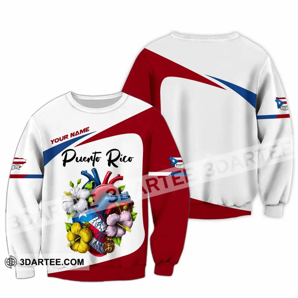 Unisex Shirt Custom Name Puerto Rico Lover Gift Long Sleeve / S T-Shirt