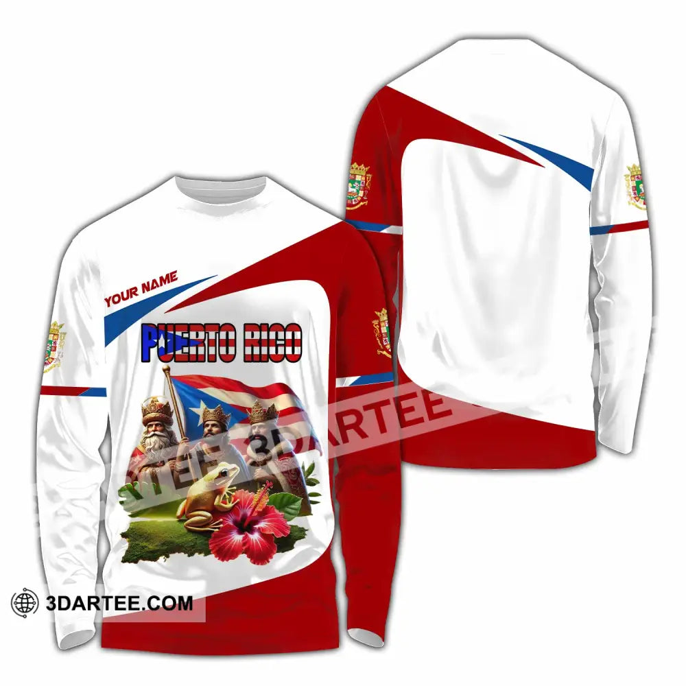 Unisex Shirt Custom Name Puerto Rico Lover Gift Long Sleeve / S T-Shirt