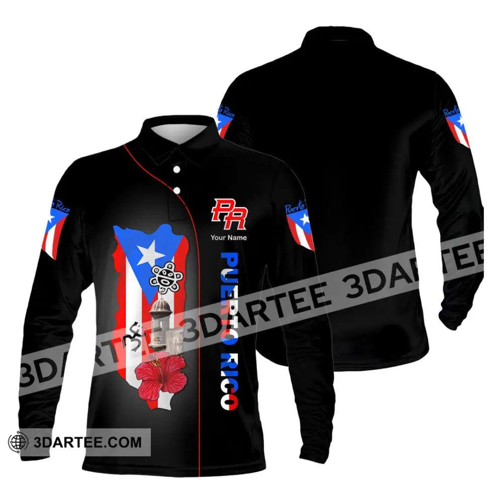 Unisex Shirt Custom Name Puerto Rico Lover Polo Long Sleeve Gift / S T-Shirt