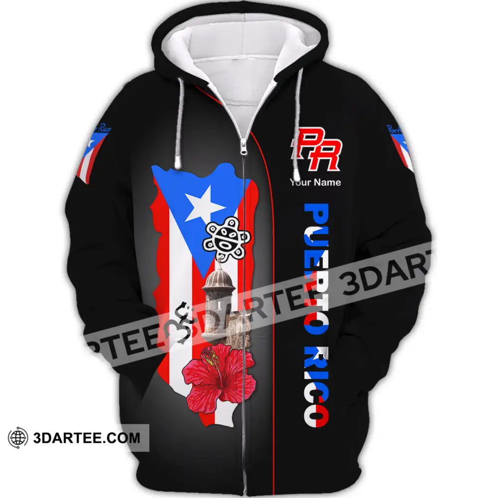 Unisex Shirt Custom Name Puerto Rico Lover Polo Long Sleeve Gift Zipper Hoodie / S T-Shirt