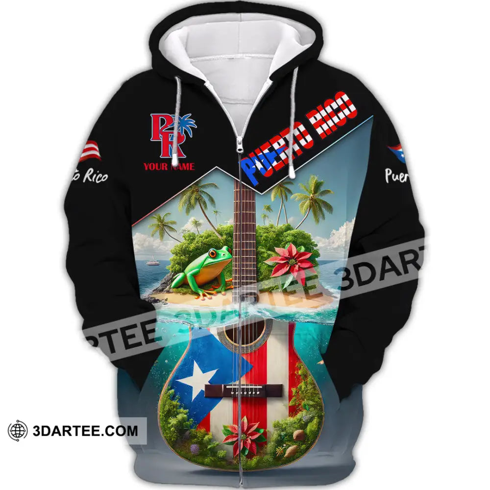 Unisex Shirt Custom Name Puerto Rico Lover Polo Long Sleeve Gift Zipper Hoodie / S T-Shirt