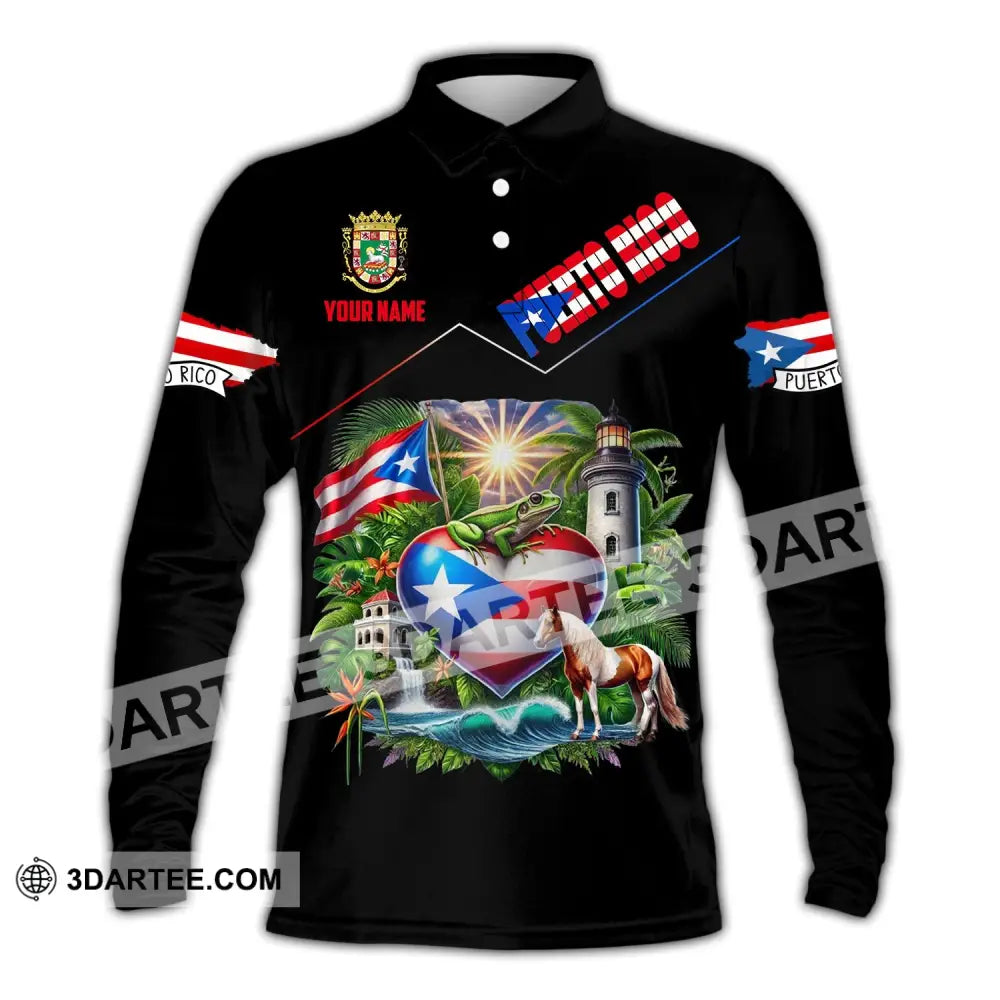 Unisex Shirt Custom Name Puerto Rico Polo Long Sleeve Gift / S T-Shirt