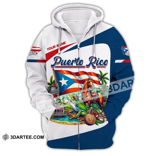 Unisex Shirt Custom Name Puerto Rico Polo Long Sleeve Gift Zipper Hoodie / S T-Shirt