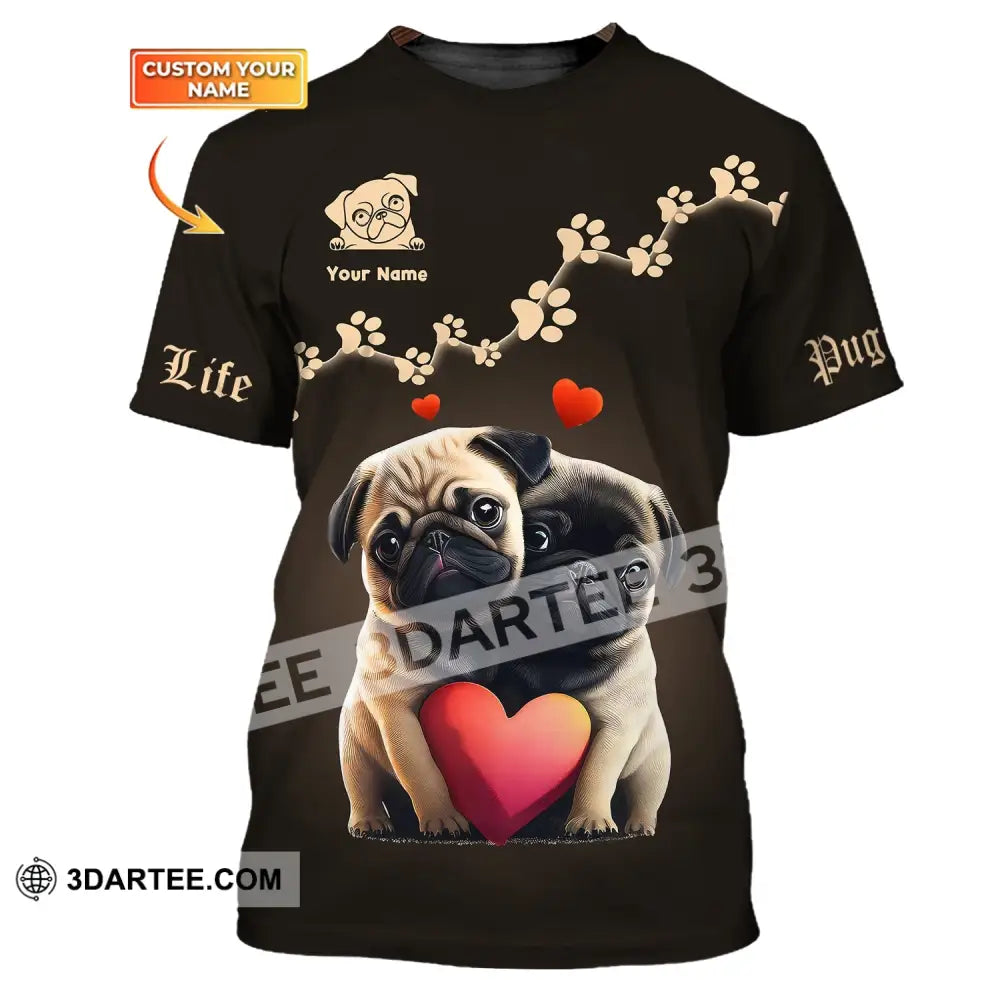 Unisex Shirt Custom Name Pug T-Shirt Hoodie For Lovers