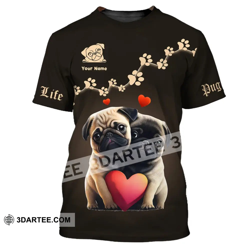 Unisex Shirt Custom Name Pug T-Shirt Hoodie For Lovers / S