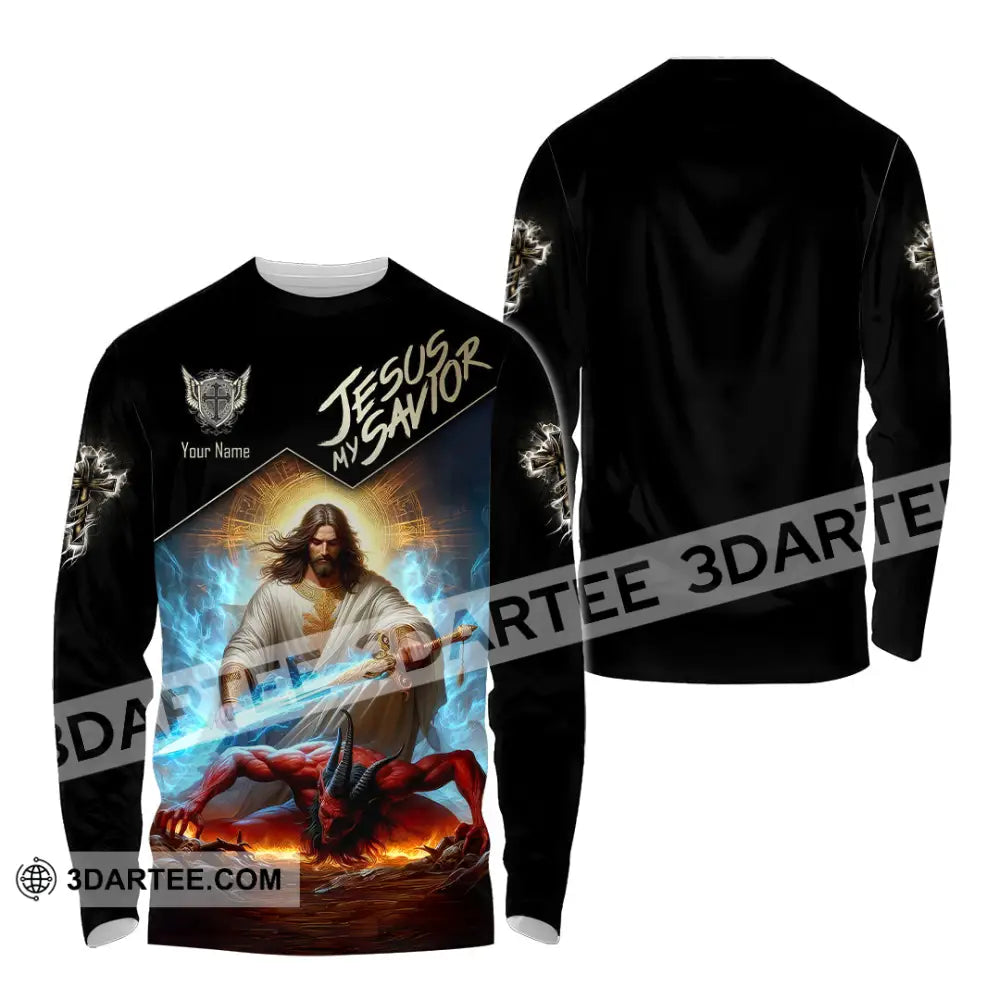 Unisex Shirt - Custom Name Punish Jesus My Savior Long Sleeve / S T-Shirt